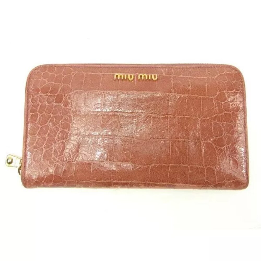 miumiu Wallet Purse Long Wallet Pink Woman Authentic Used